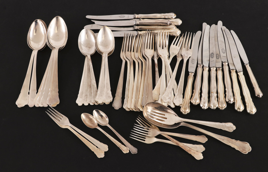 Bestickservisdelar, "Chippendale", nysilver