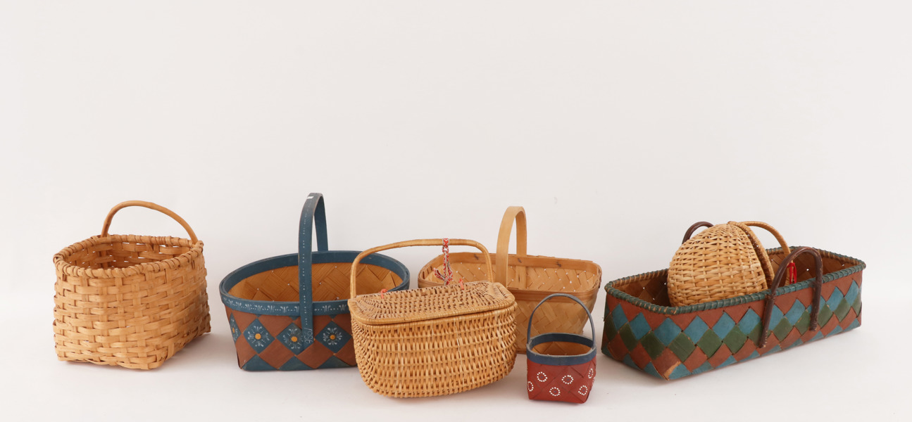 Flätade korgar 7st, bl.a. 1800-tal