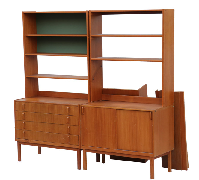 Bokhylla i två sektioner, 1950/60-tal