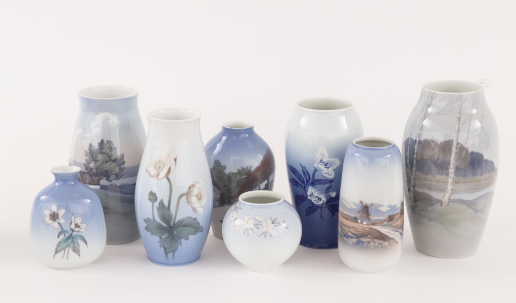 Vaser 8st, Danmark, mestadels Bing & Gröndahl