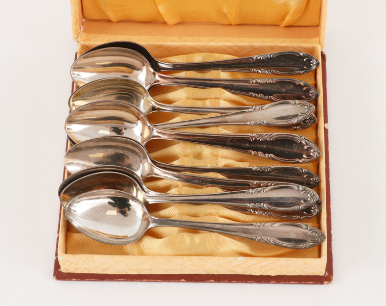 Kaffeskedar 12st, silver, "Slottsbarock"