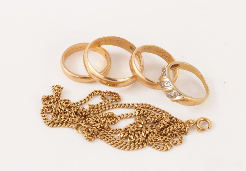 Smycken 5 delar, 18k