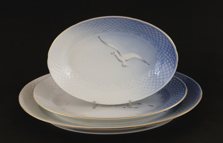 Uppläggningsfat 3st, "Måsen", Bing & Gröndahl, Danmark