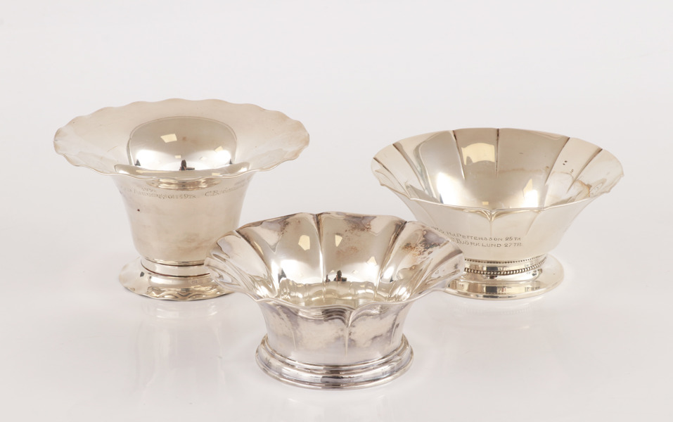Skålar 3st, silver, 1900-tal