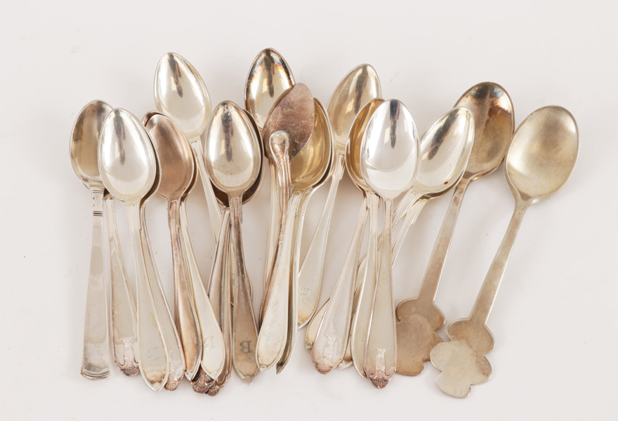 Parti kaffeskedar i silver