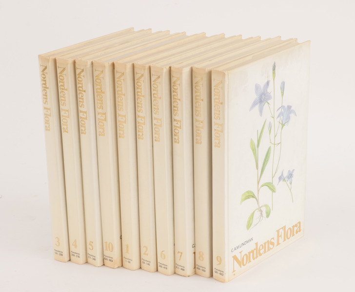 10 band, "Nordens Flora", CAM Lindman, 1970-tal