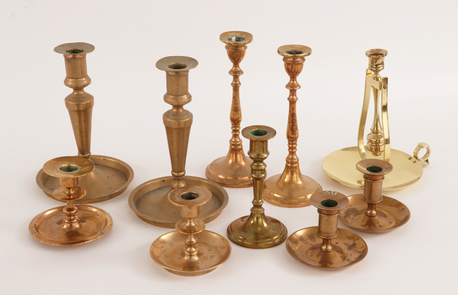 Ljusstakar 10st, bl.a. 1800-tal