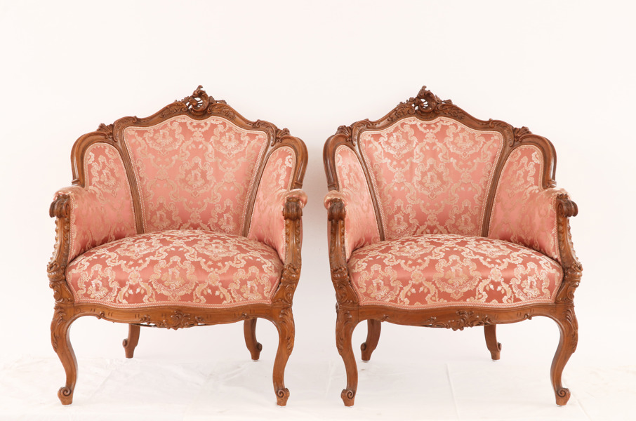 Fåtöljer ett par, nyrokoko, 1800-talets senare del