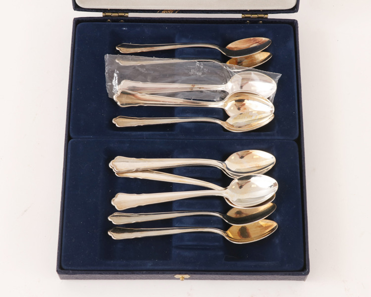 Kaffeskedar 12st, silver, "Chippendale"