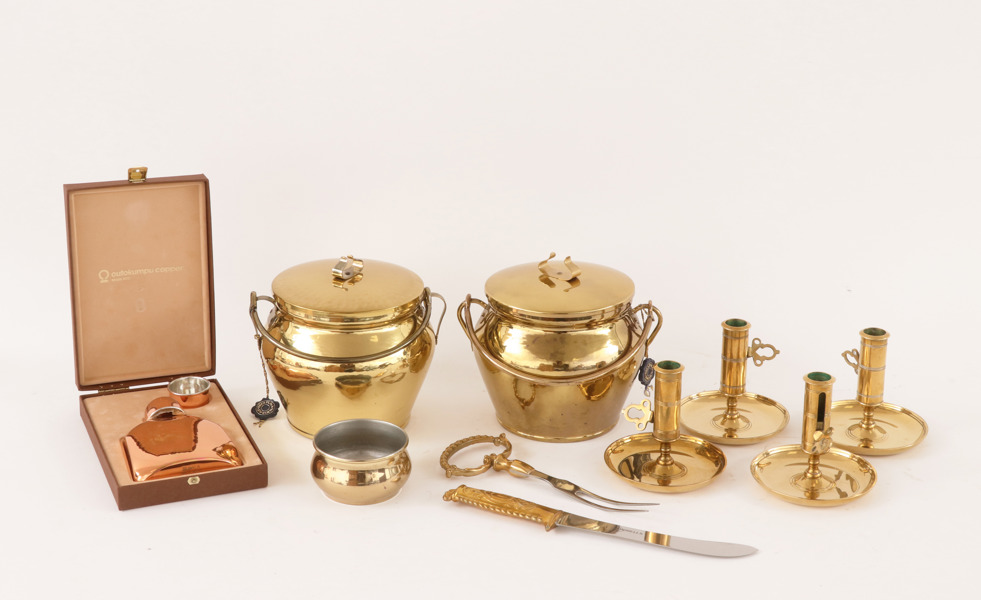 Mässing och koppar 11 delar, mestadels Skultuna