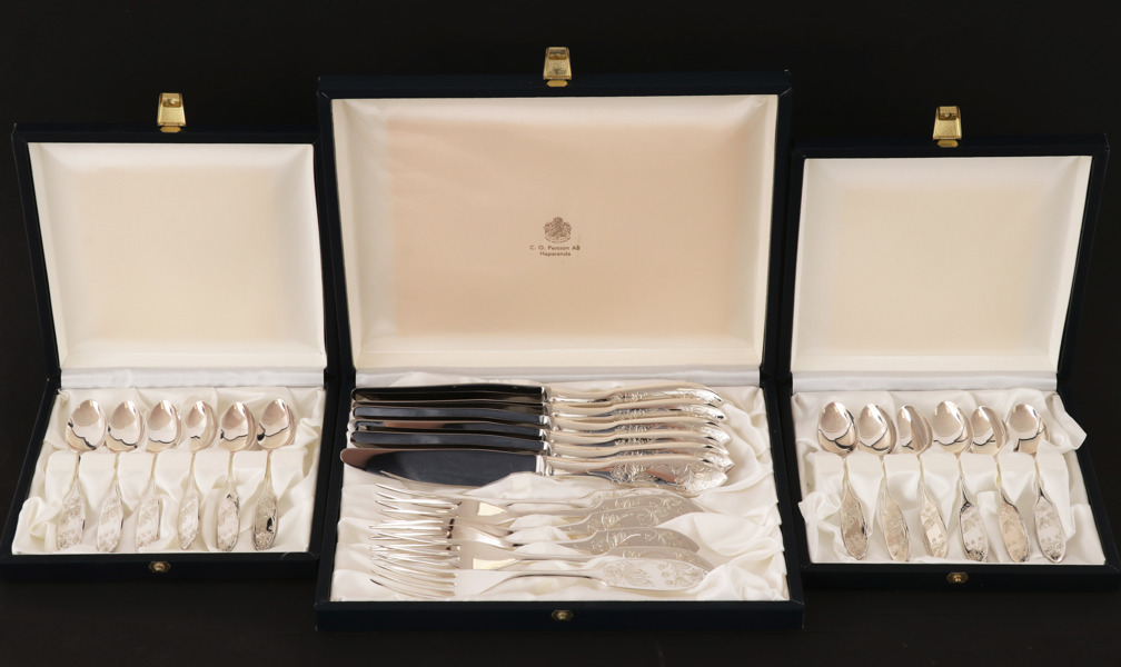 Bestickuppsättning, silver, "Tornedal", CO Persson, Haparanda