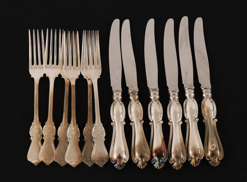 Bordsbestick 12 delar, silver, "Olga", GAB, Stockholm