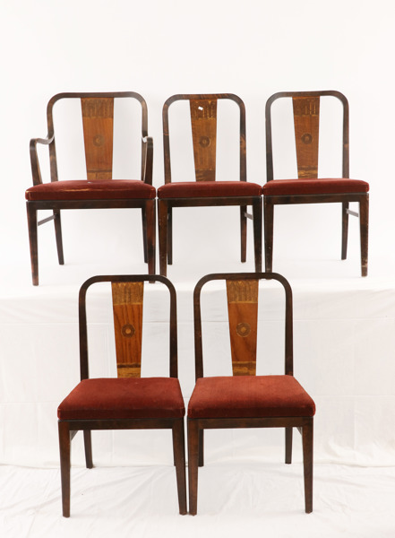 Stolar 4st samt karmstol, art deco, 1930-tal