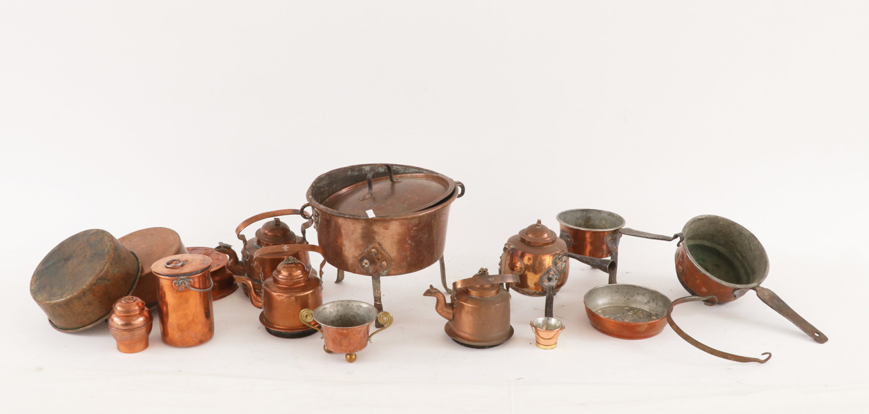 Parti kopparföremål, bl.a. 1800-tal