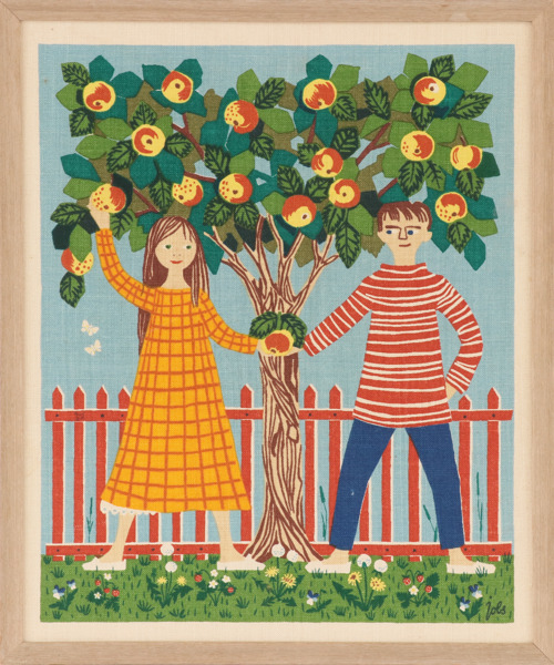 Textilt handtryck, "Adam och Eva", Jobs, Leksand