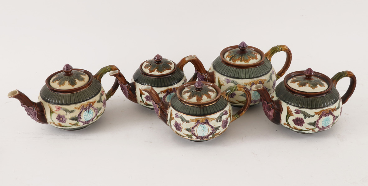 Tekannor 5st, Rörstrand, 1800-talets slut