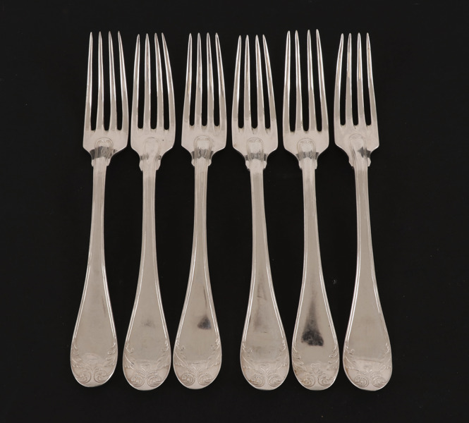 Matgafflar 6st, silver, 1813/1825