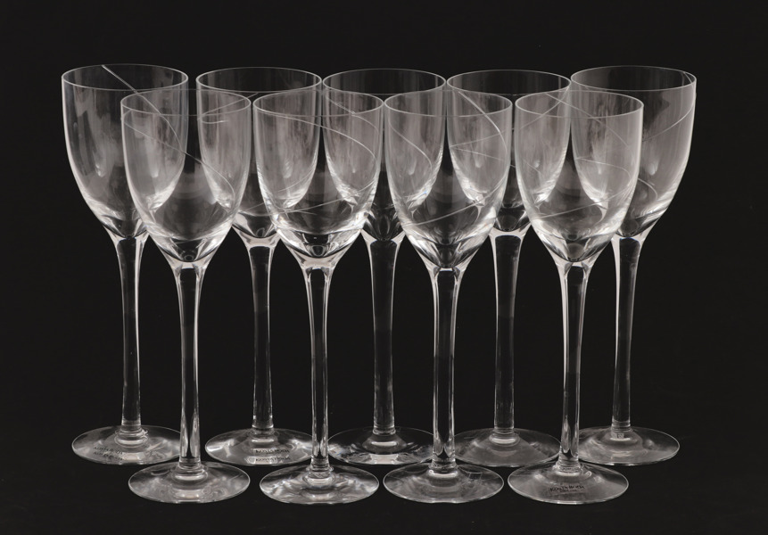 Vitvinsglas 9st, "Line", Anna Ehrner för Kosta Boda