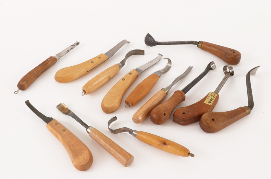 Träbearbetningsredskap 13 delar, bl.a. Axet