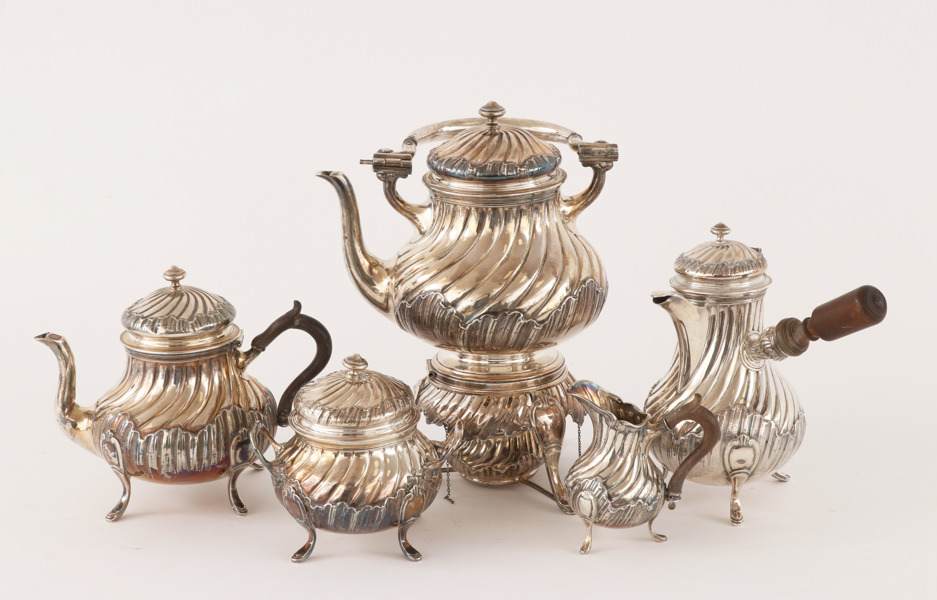 Kaffe- och teservis 5 delar, silver, Mellerio, Madrid, Spanien, 1900-tal
