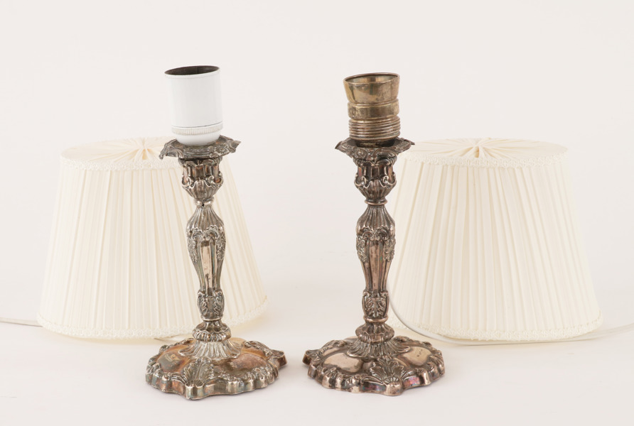 Bordslampor ett par, silver, nyrokoko, 1845