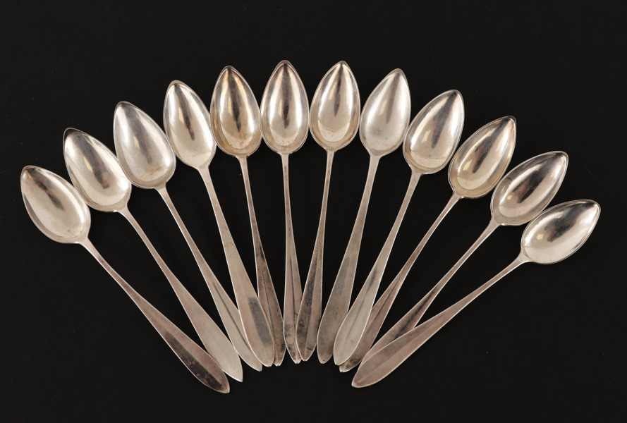 Teskedar 12st, silver, 18/1900-tal