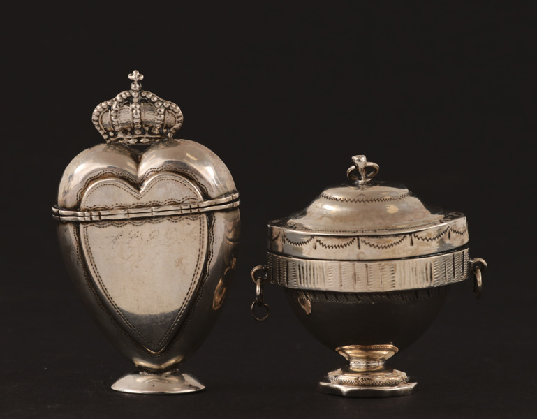 Luktdosor 2st, silver, 1800-tal