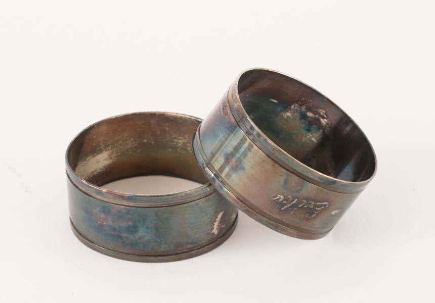 Servettringar 2st, silver, 1900-tal
