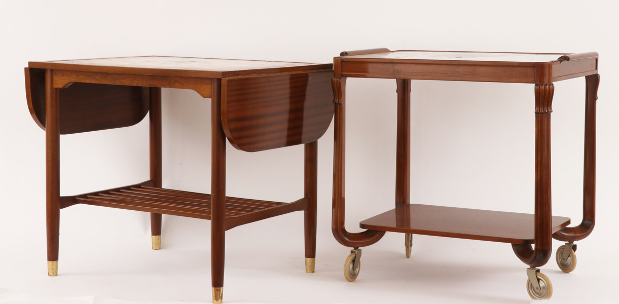 Serveringsbord samt serveringsvagn, omkring 1900-talets mitt