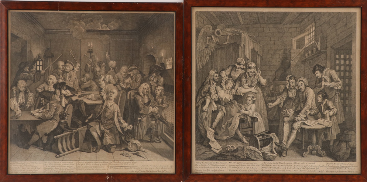 Kopparstick 2st, William Hogarth, daterade 1735