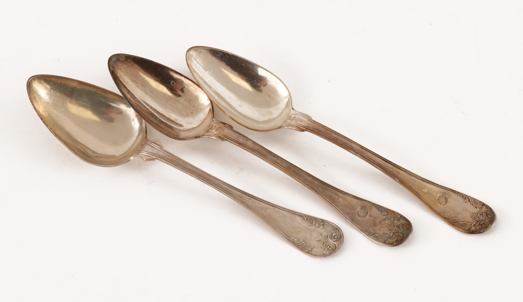 Matskedar 3st, silver, 1800-tal