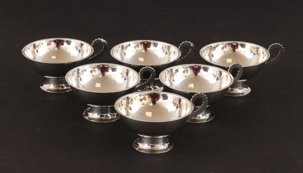 Punschmuggar 6st, silver, GAB, Stockholm