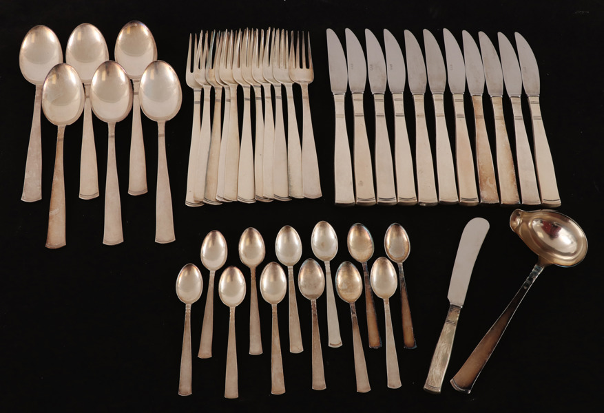 Bestickservisdelar 42st, silver, "Rosenholm", Jacob Ängman för GAB, Stockholm