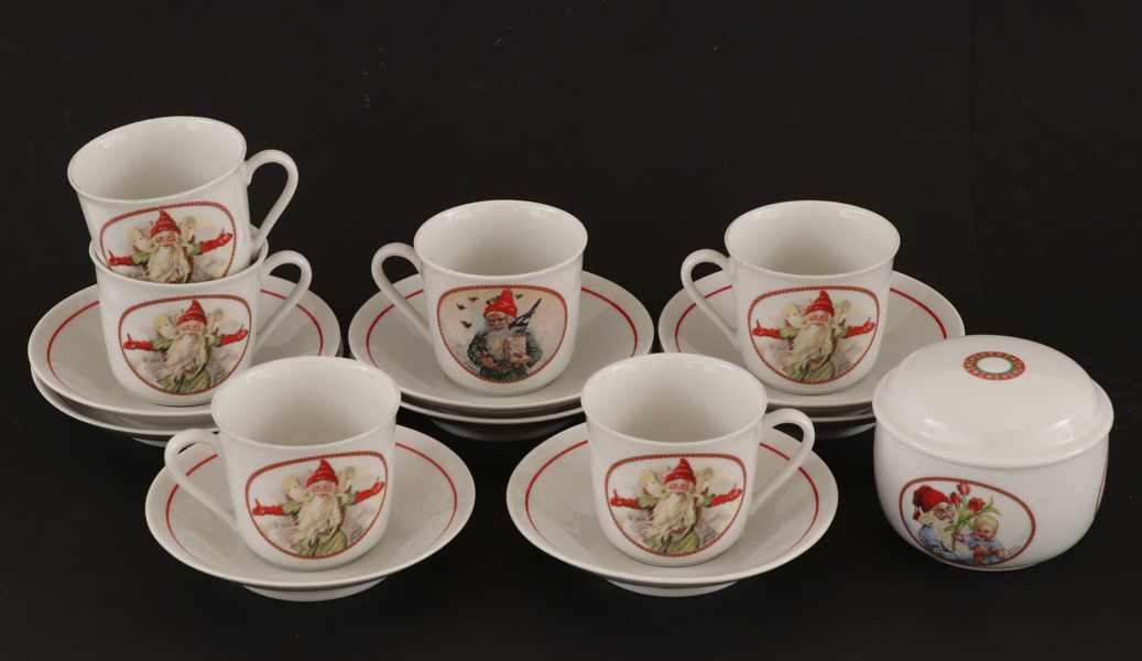 Kaffeservis, med dekor efter Jenny Nyström