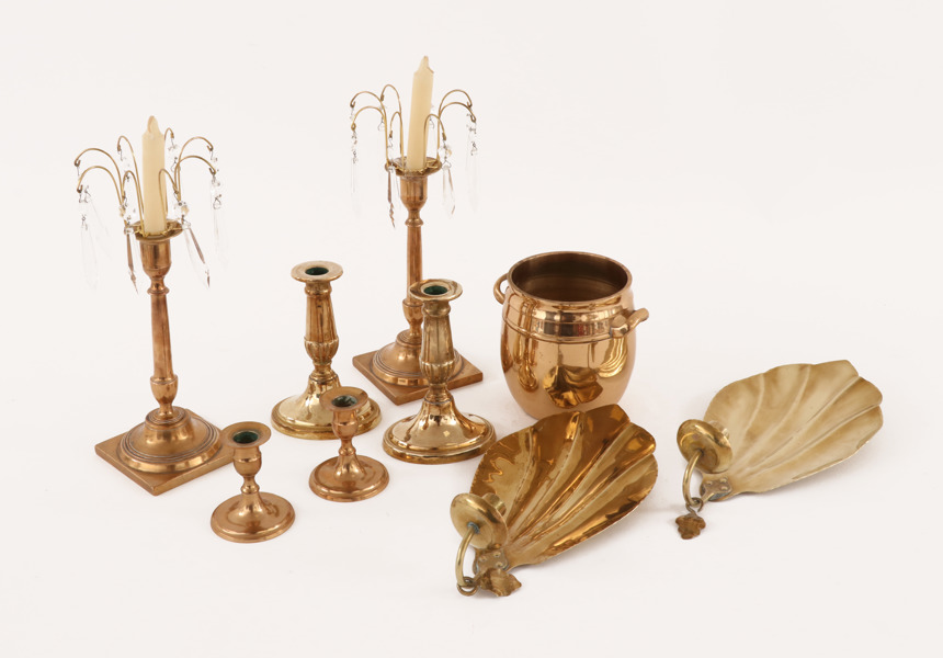 Mässing 9 delar, bl.a. 1800-tal