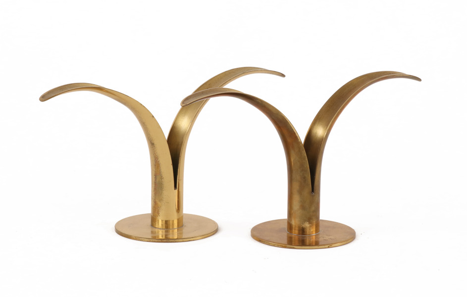 Ljusstakar ett par, "Liljan", Ivar Åhlenius Björk för Ystad Metall