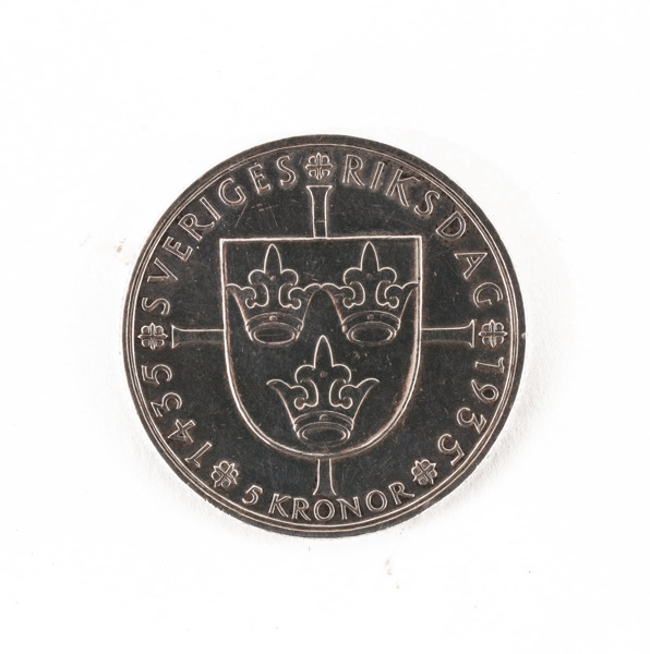 Jubileumsmynt 5 kronor, silver, 1935
