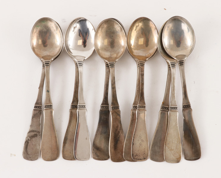 Kaffeskedar 11st, silver, "Uppsala", Eric Löfman för MGAB