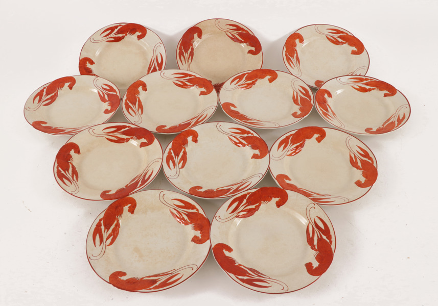 Kräfttallrikar 12st, Rörstrand, tidigt 1900-tal