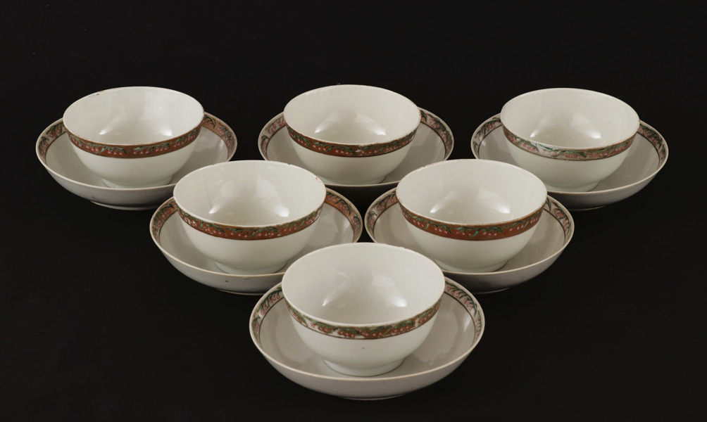 Skålar med fat 6st, Kina, 1700-tal