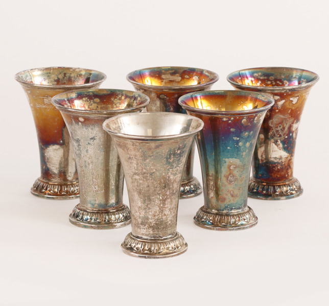 Bägare 6st, silver, GAB, Stockholm, 1900-tal