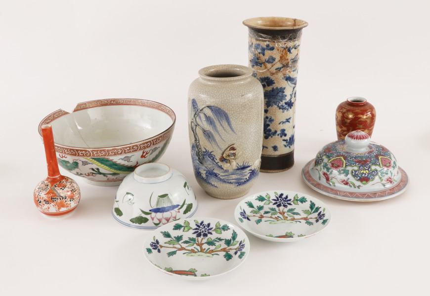 Porslin 9 delar, Asien, bl.a. 1800-tal