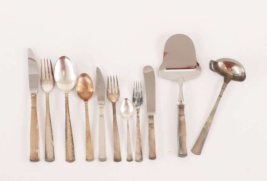 Bestickuppsättning 91 delar, silver, "Rosenholm", Jacob Ängman för GAB