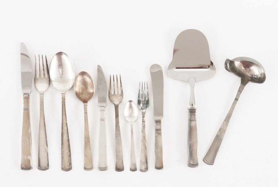 Bestickuppsättning 91 delar, silver, "Rosenholm", Jacob Ängman för GAB