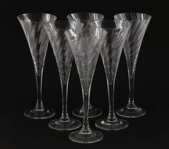 Champagneglas 6st, "Helena", Gunnar Cyrén för Orrefors