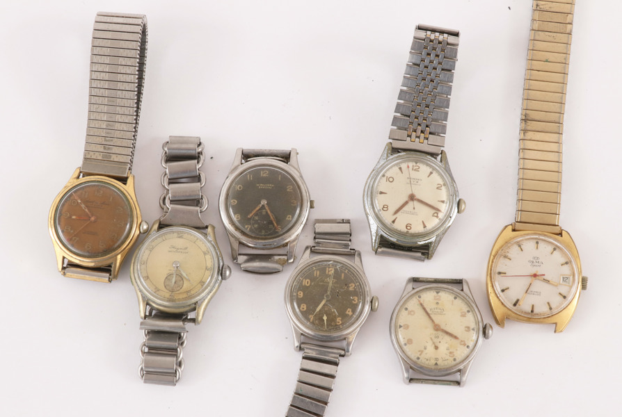 Herrarmbandsur 7st, mestadels omkring 1900-talets mitt