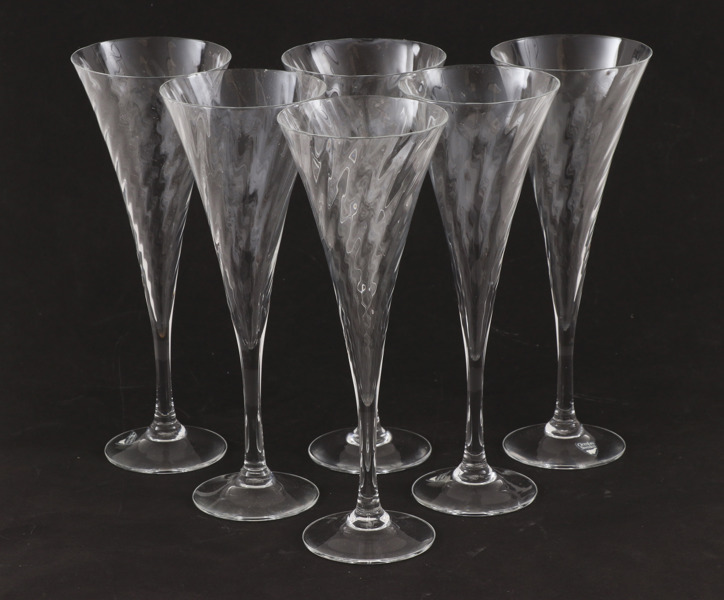 Champagneglas 6st, "Helena", Gunnar Cyrén för Orrefors