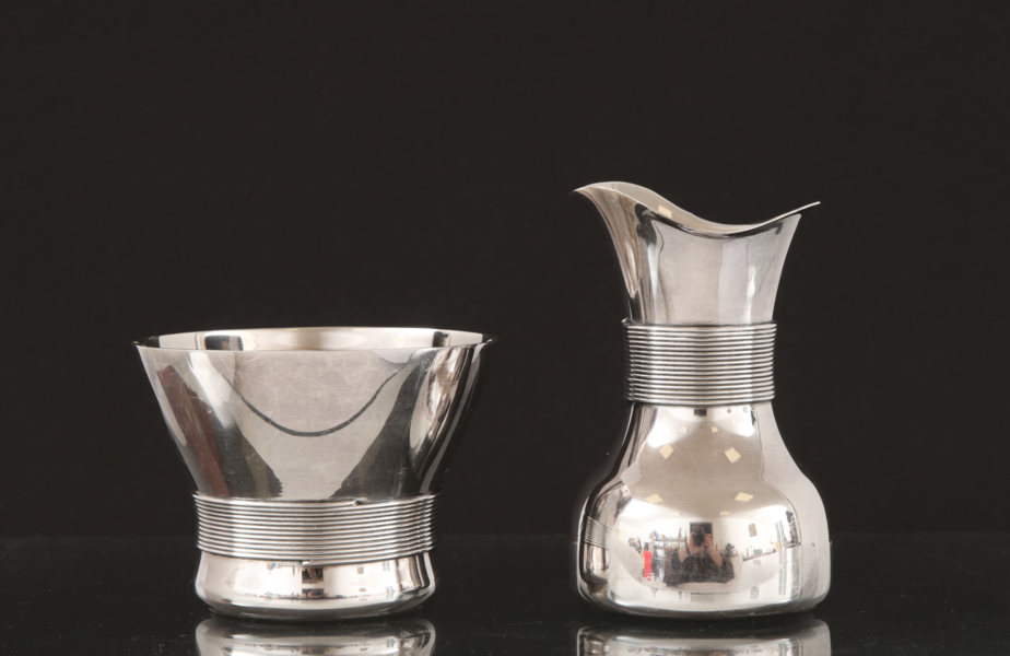 Gräddkanna och sockerskål, sterlingsilver, MGAB, Stockholm, 1967
