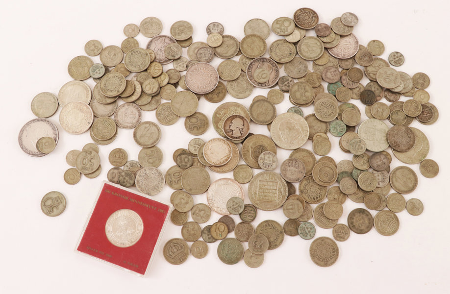 Parti silvermynt, mestadels Sverige