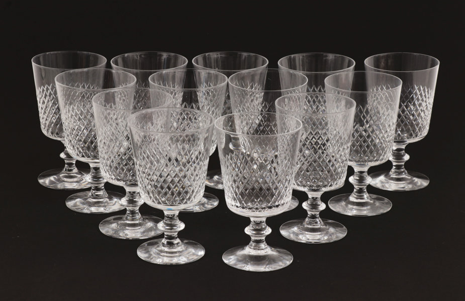 Vinglas 13st, "Diamant", Vicke Lindstrand för Kosta